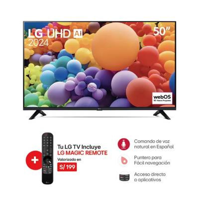 LG - Televisor LG 50 LED Smart TV UHD 4K con ThinQ AI 50UT7300PSA + Control Magic
