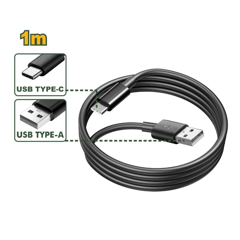 GENERICO - Cable USB Tipo A-C 3A 1 Metro para Cargador