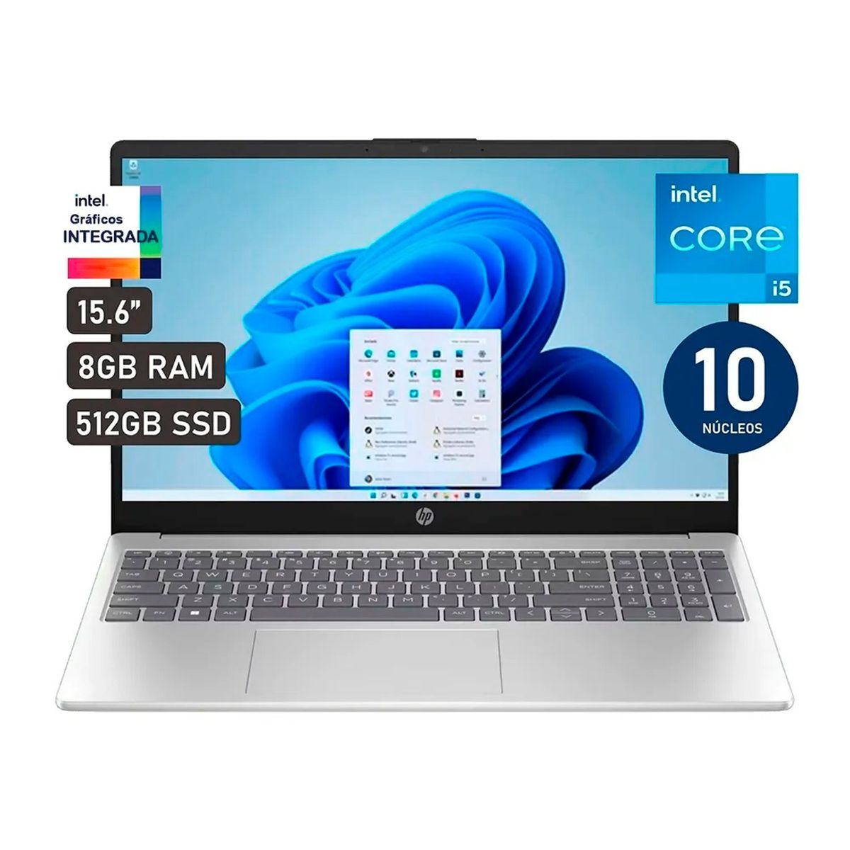 HP - Laptop HP 15.6" Windows 11 Home Intel Core i5 8GB RAM 512GB SSD 15-FD0055LA