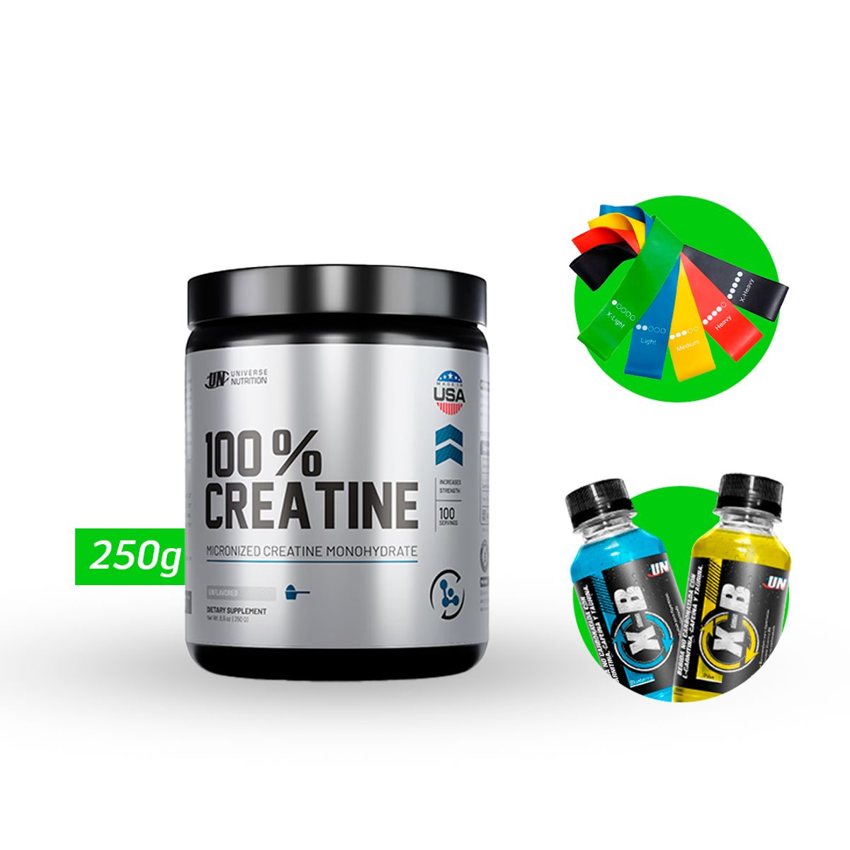 UNIVERSE NUTRITION - 100 % CREATINA MONOHIDRATADA 250 GR UN + REGALOS