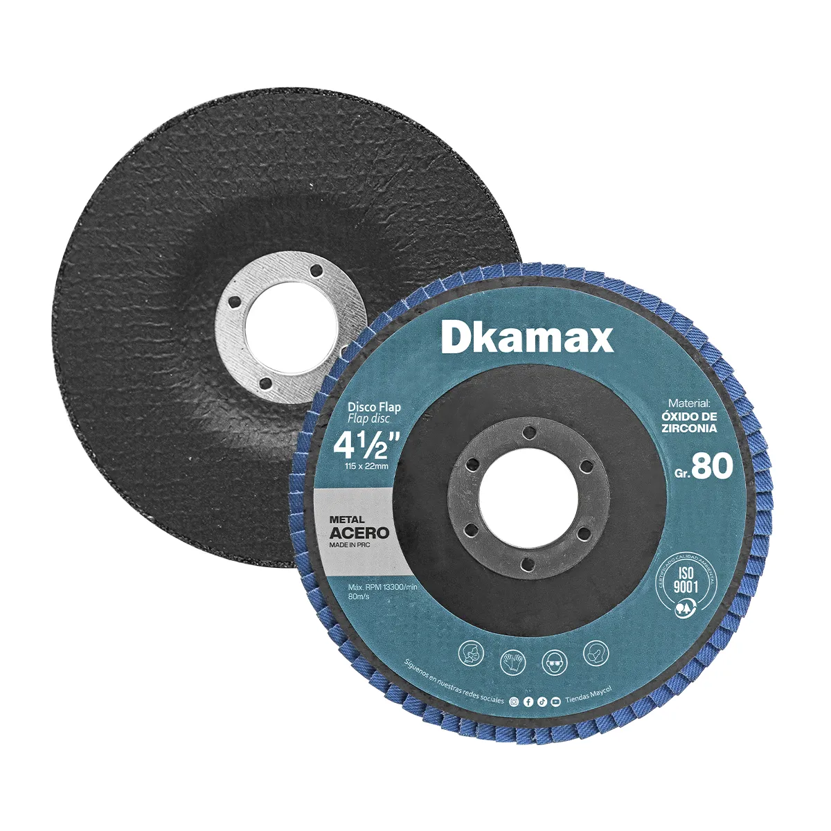 DKAMAX - Pack x10 discos flap de zirconia 4 1 / 2 " grano P80 DKAMAX