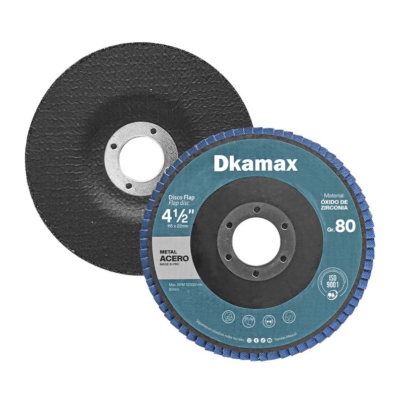 DKAMAX - Pack x10 discos flap de zirconia 4 1 / 2 " grano P80 DKAMAX