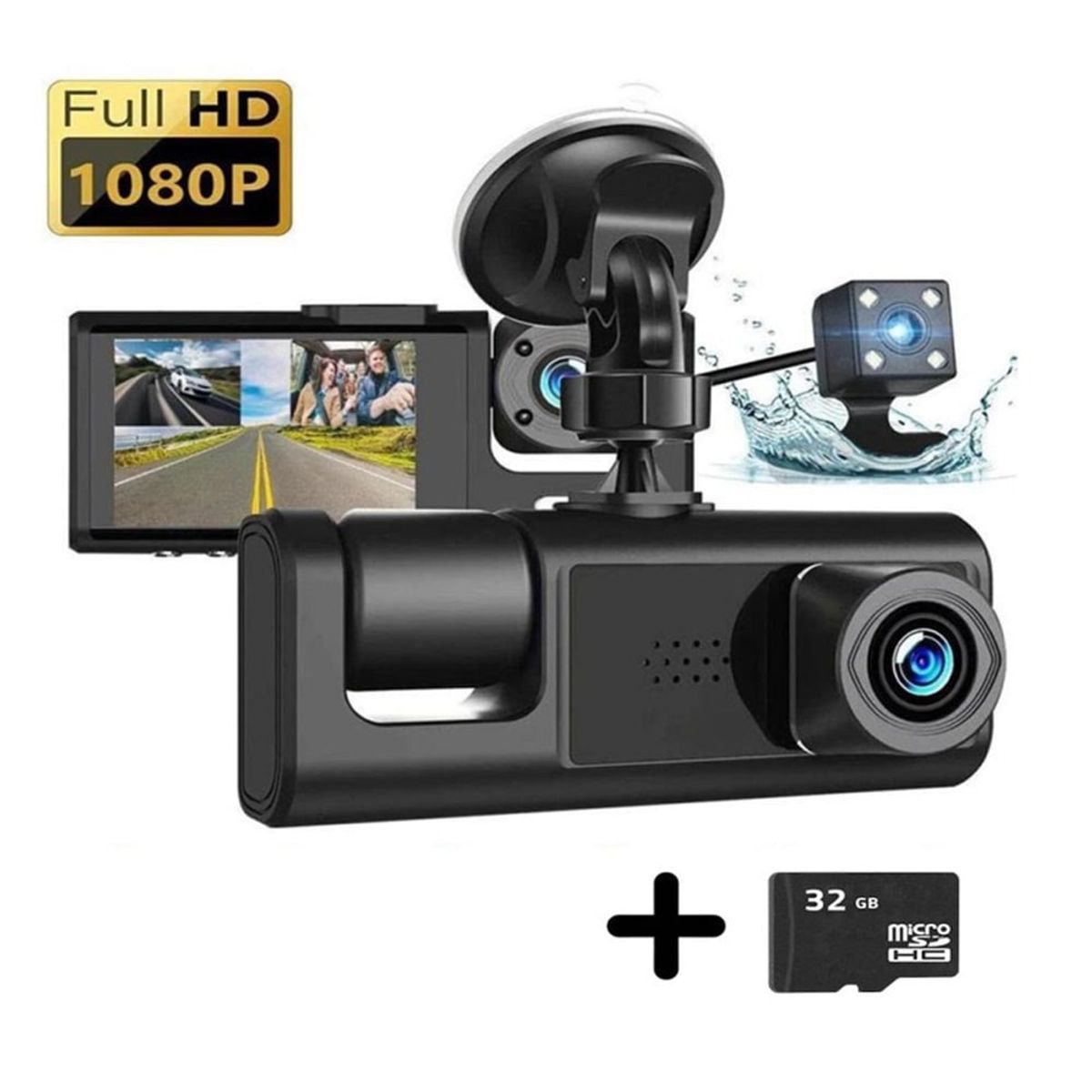 MN ELECTRONICS - Cámara de Auto Triple Frontal Cabina y Retroceso