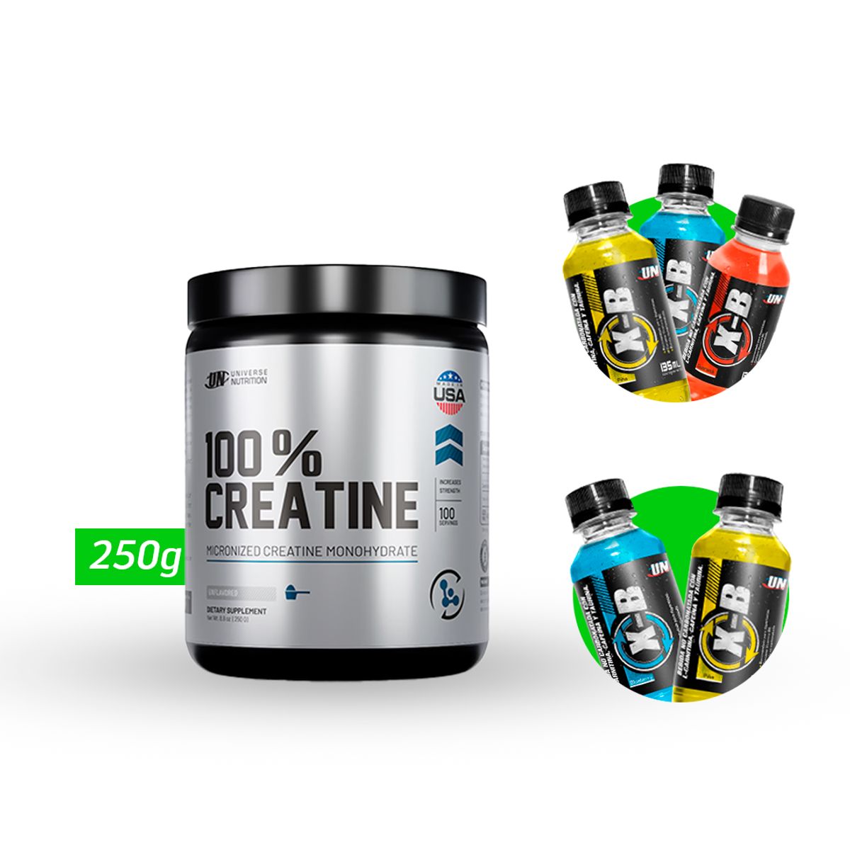 UNIVERSE NUTRITION - 100 % CREATINA MONOHIDRATADA 250 GR UN + REGALOS