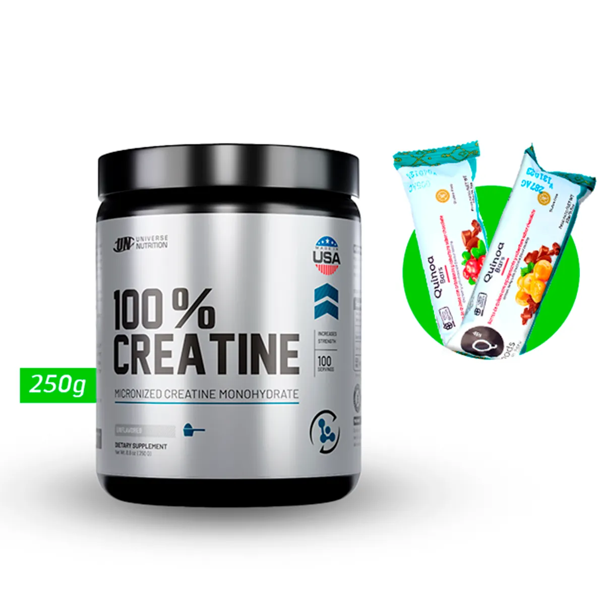 UNIVERSE NUTRITION - 100 % CREATINA MONOHIDRATADA 250 GR UN + REGALOS