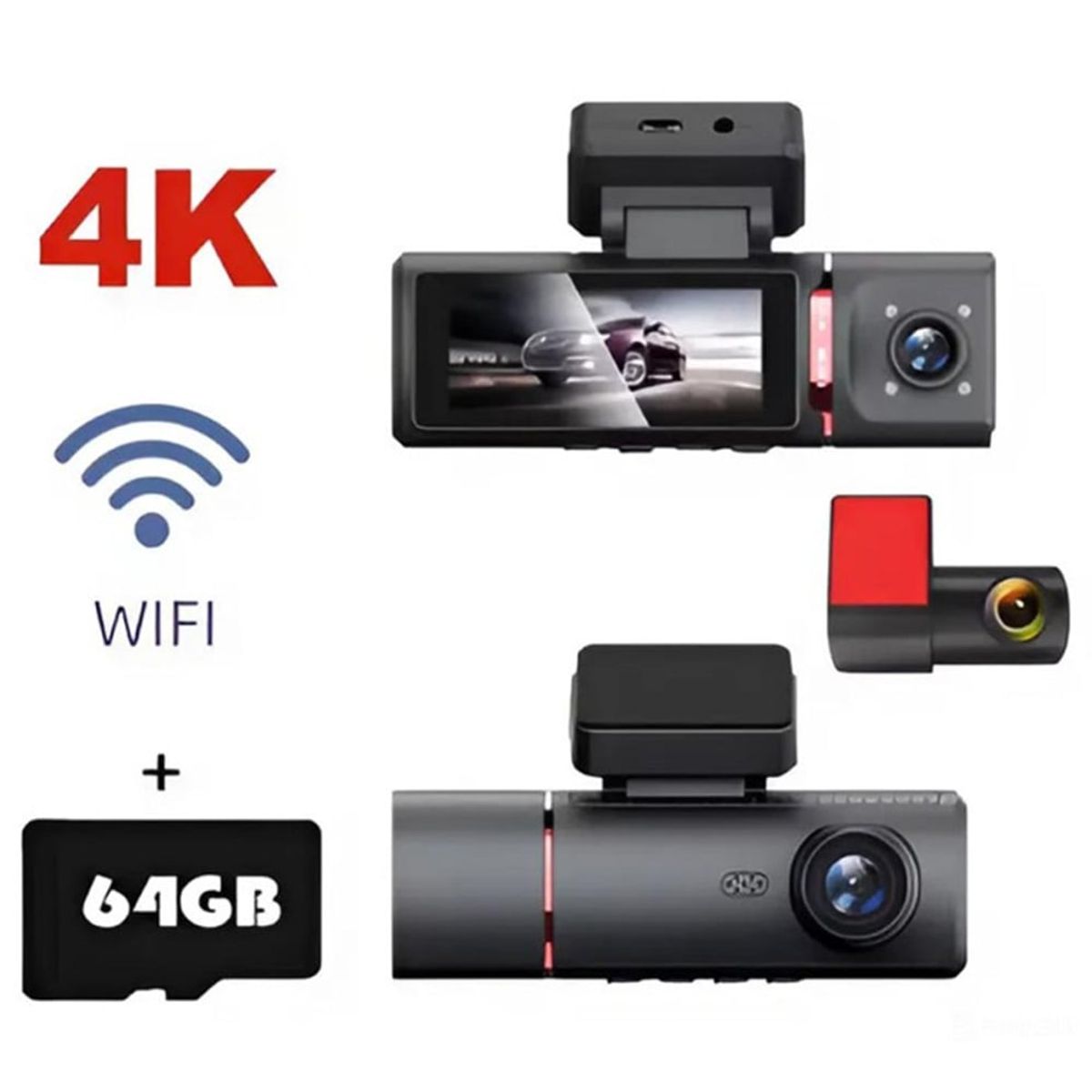 MN ELECTRONICS - Cámara de Auto WIFI Triple Frontal Cabina y Retroceso