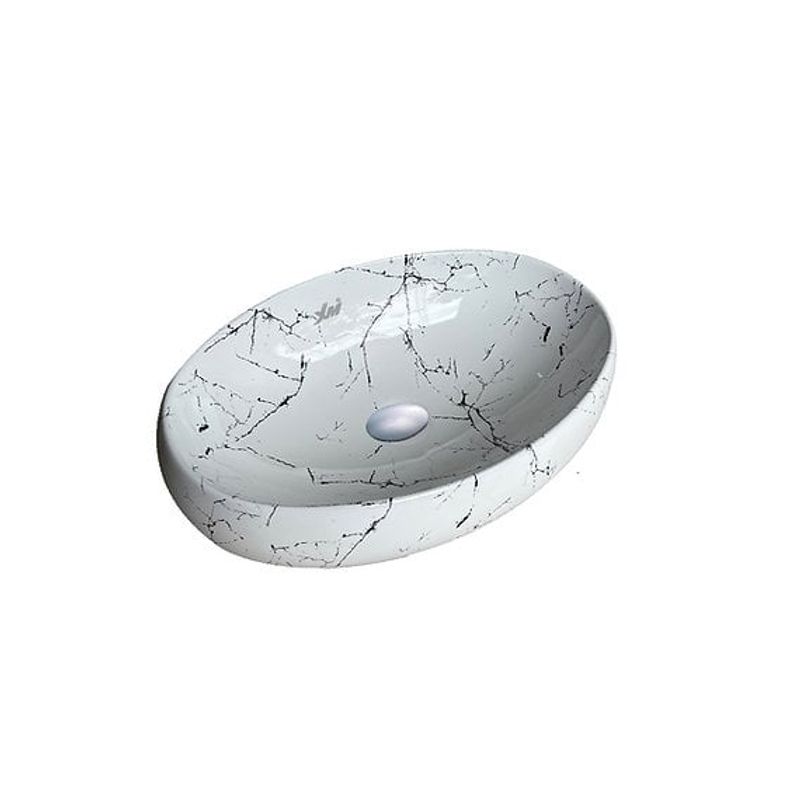 XM - LAVATORIO DE LOZA OVALADO MARMOL GRIS 881BN