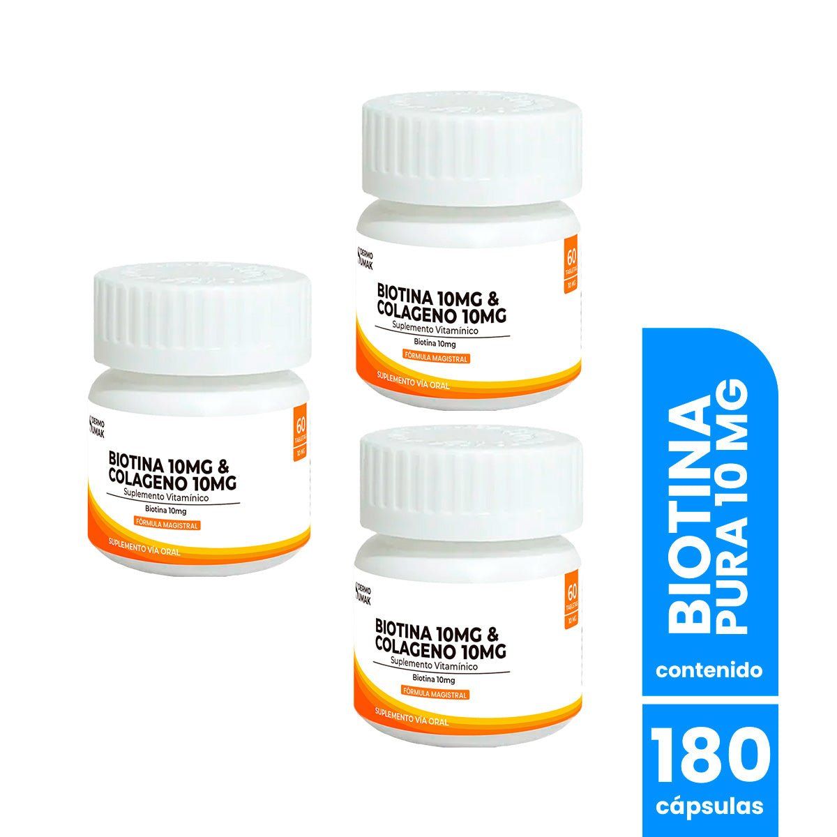 GENERICO - Biotina Pura 10mg 60capsulas - Dermo Sumak 3 Uni