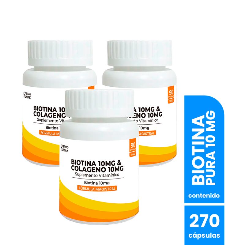 GENERICO - Biotina Pura 10mg Capsulas 90und - Dermo Sumak 3 Uni