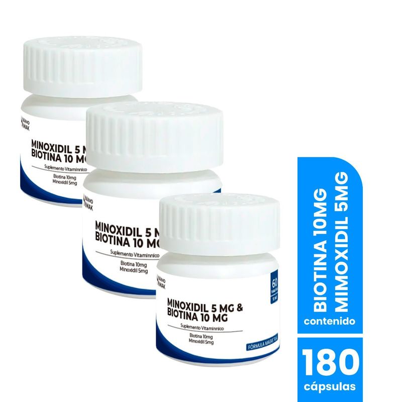 GENERICO - Minoxidil 5mg & Biotina 10mg 60capsulas Dermo Sumak 3 Uni