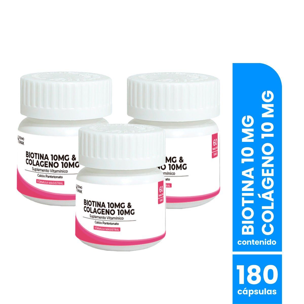 GENERICO - Biotina 10mg & Colageno 10mg 60capsulas Dermo Sumak 3 Uni
