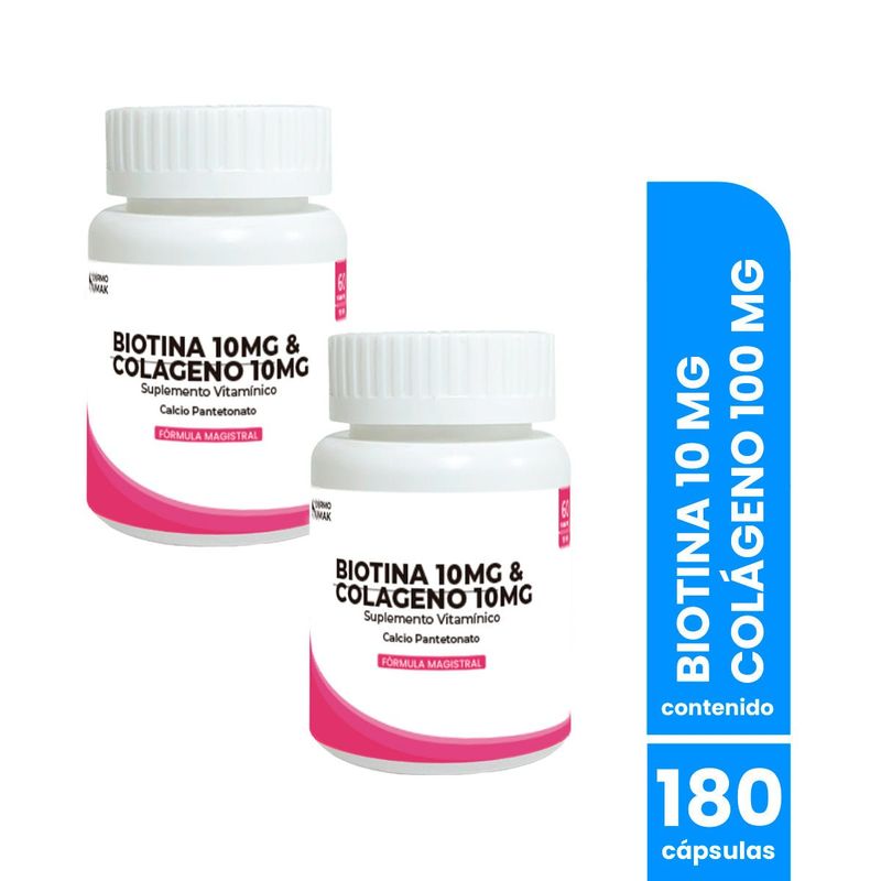 GENERICO - Biotina 10mg & Colageno 10mg 90 capsulas Dermo Sumak 2 Uni