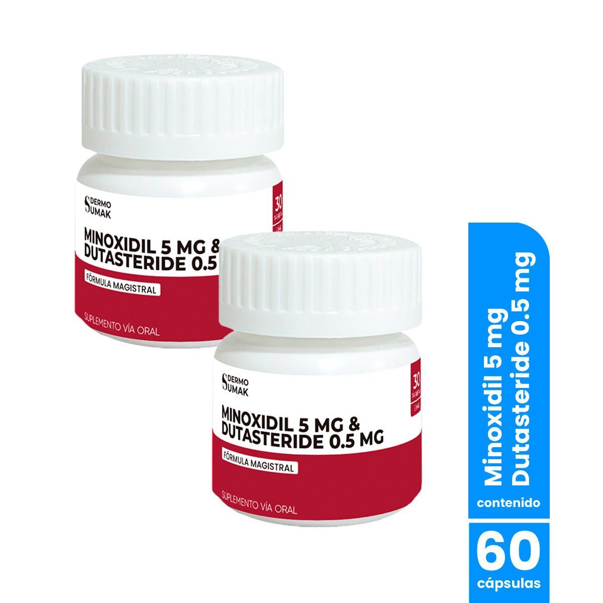 GENERICO - Minoxidil 5mg & Dutasteride 05 mg 30caps - DermoSumak 2 Unidades