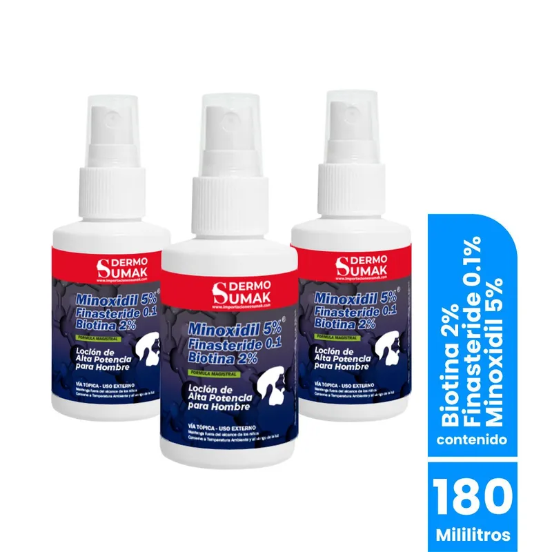 GENERICO - Locion Minoxidil 5% & Finasteride 01 & Biotina 2% 60ml Dermo Sumak 3 Uni