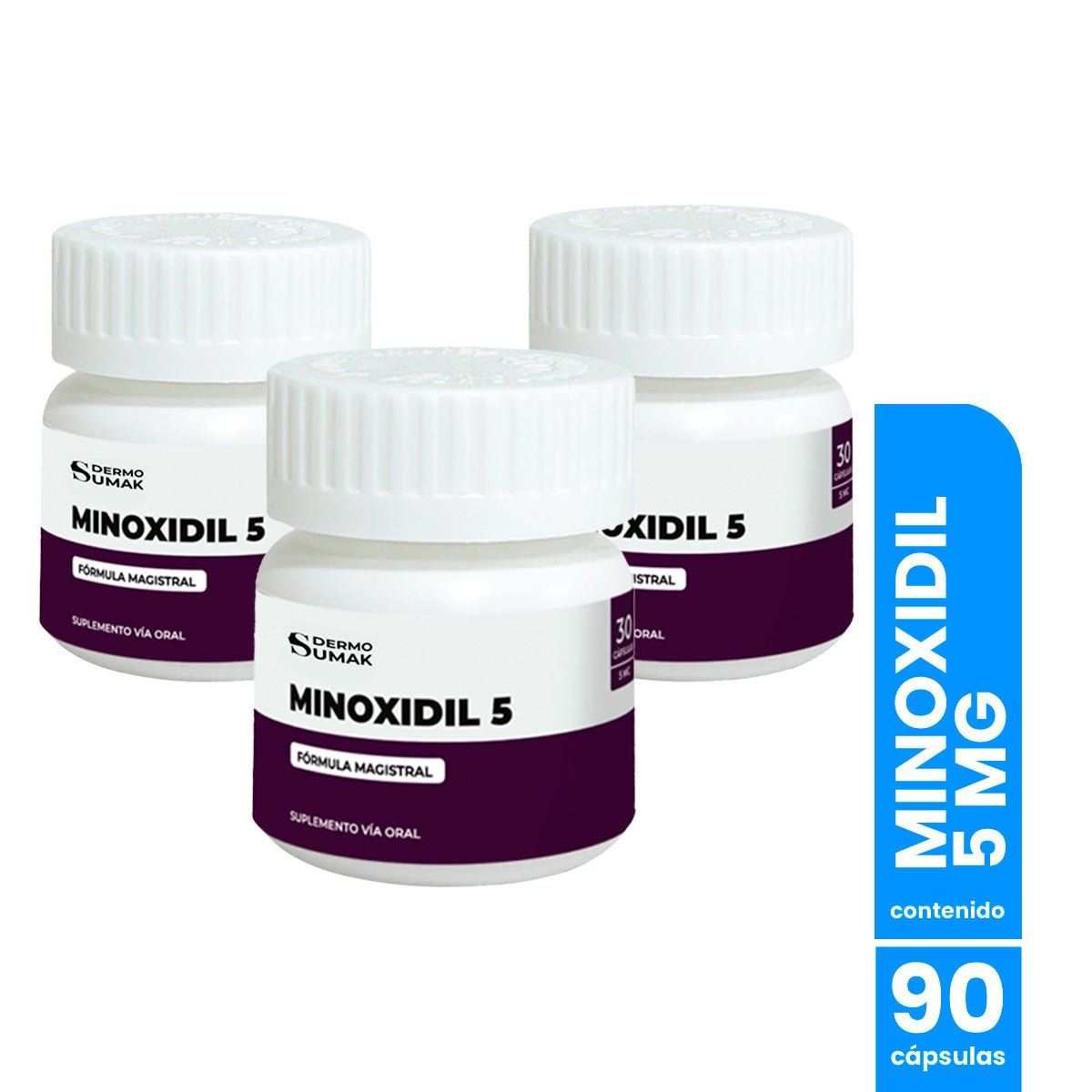 GENERICO - Minoxidil 5mg 30 capsulas - Dermo Sumak 3 Unid