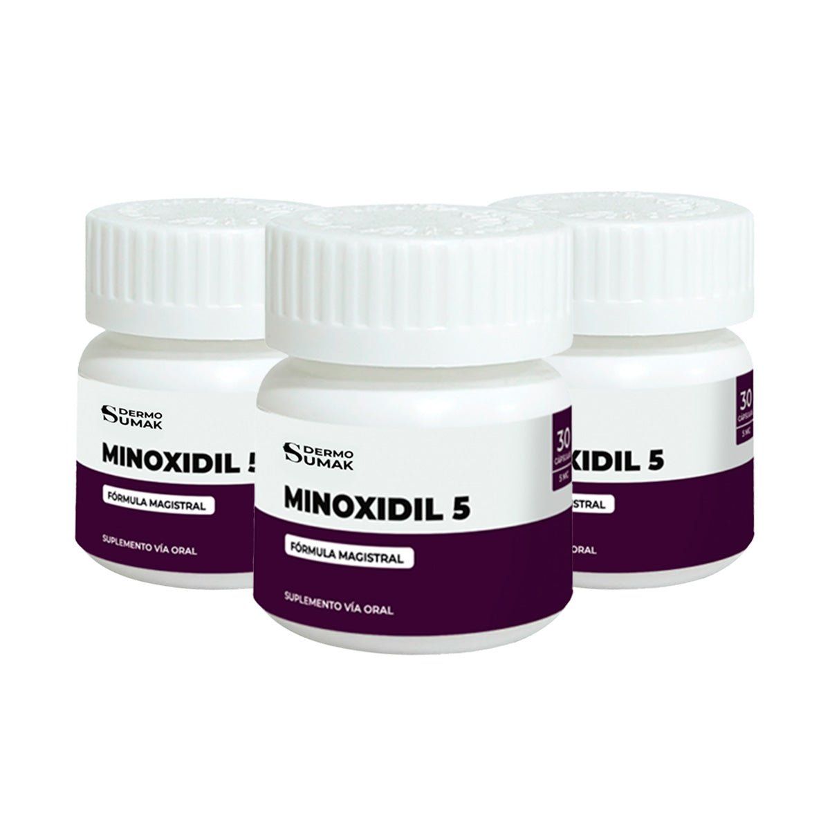 GENERICO - Minoxidil 5mg 30 capsulas - Dermo Sumak 3 Unid
