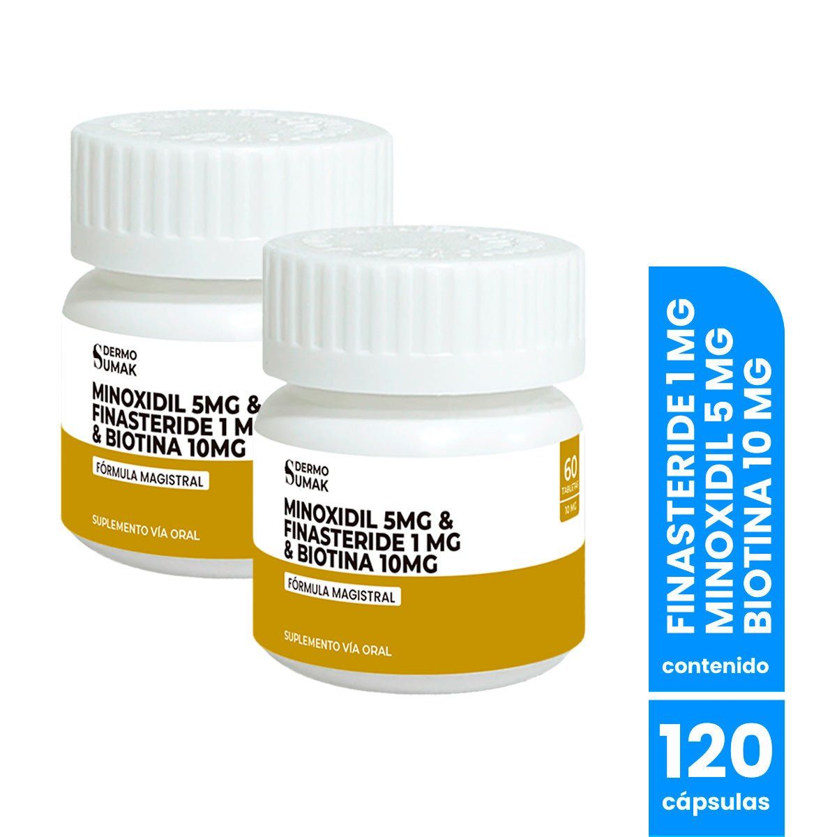 GENERICO - Finasteride 1mg & Minoxidil 5mg & Biotina 10mg 60 cap Dermo Sumak 2 Uni