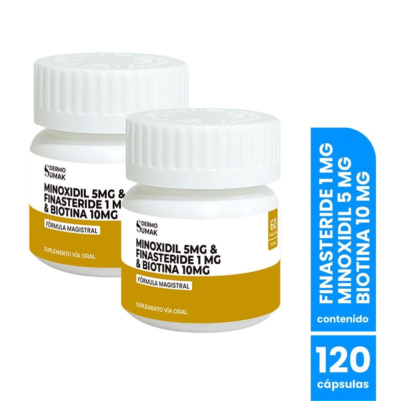 GENERICO - Finasteride 1mg & Minoxidil 5mg & Biotina 10mg 60 cap Dermo Sumak 2 Uni