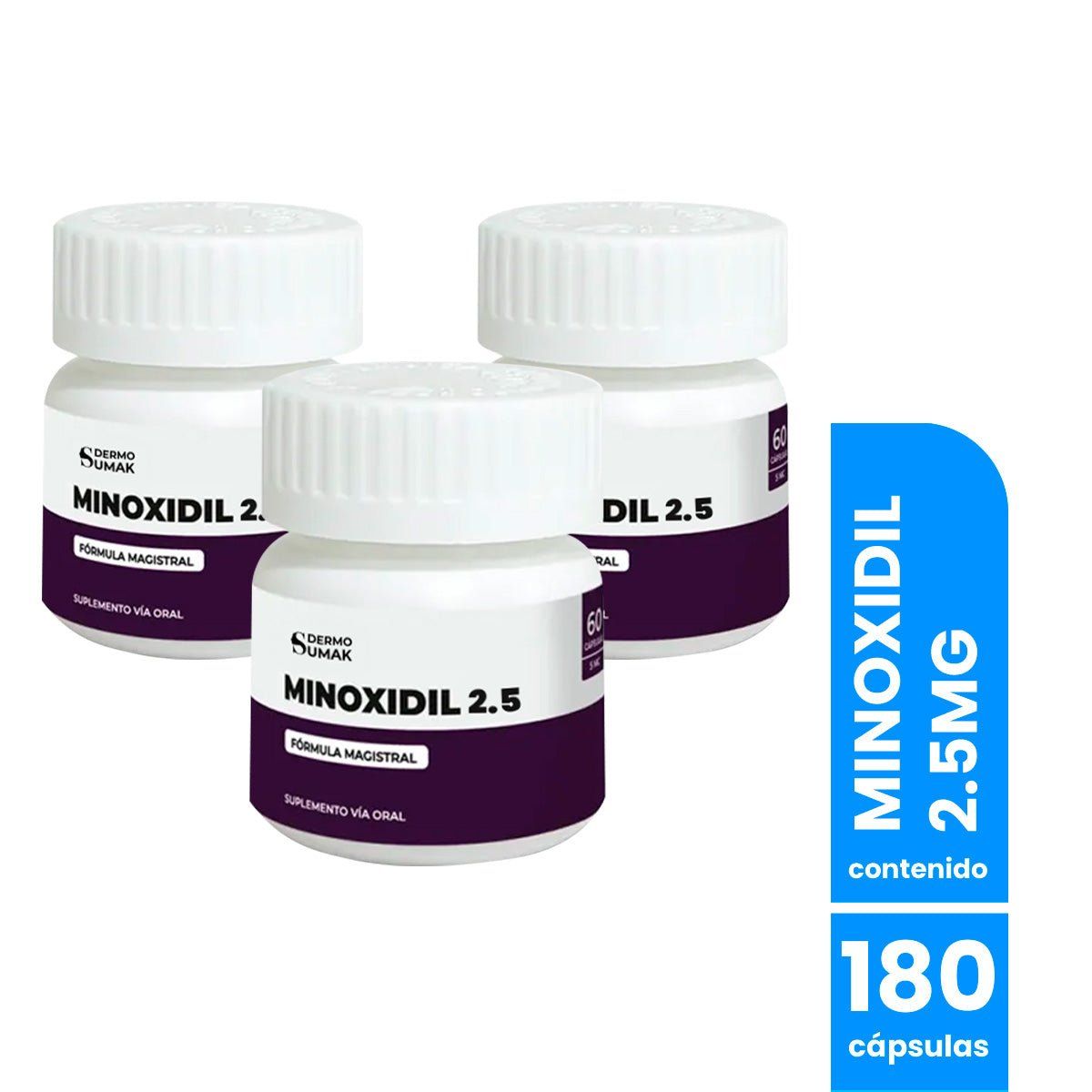 GENERICO - Minoxidil 2.5mg 60 capsulas - Dermo Sumak 3 Und