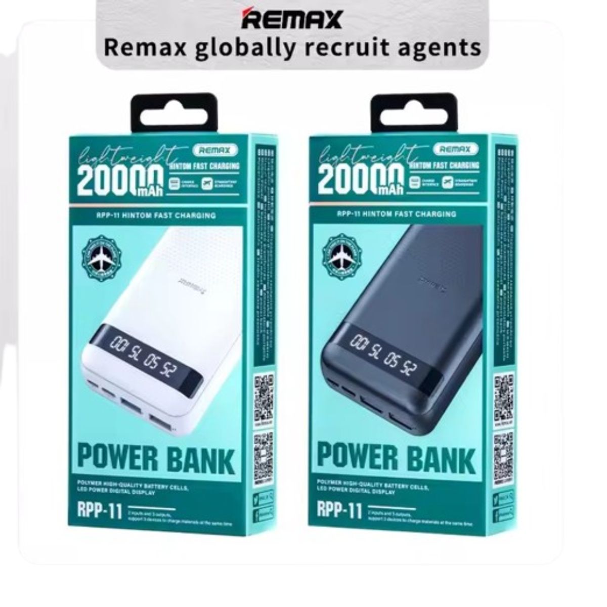 REMAX - CARGADOR PORTÁTIL  ultra Slim  20000mAh   2.4A  MODELO RPP-11 NEGRO