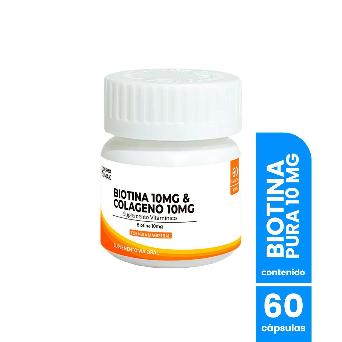 GENERICO - Biotina Pura 10mg 60capsulas - Dermo Sumak