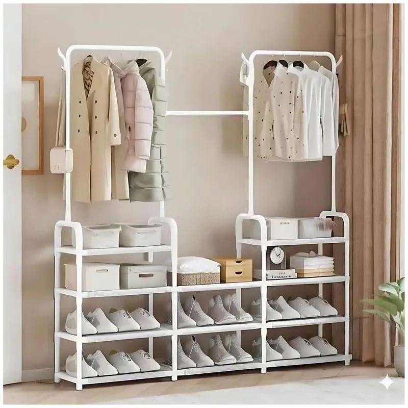GENERICO - Ropero Colgador Organizador de Ropa Elegante 3 Cuerpos 164x137x26cm - Blanco - M