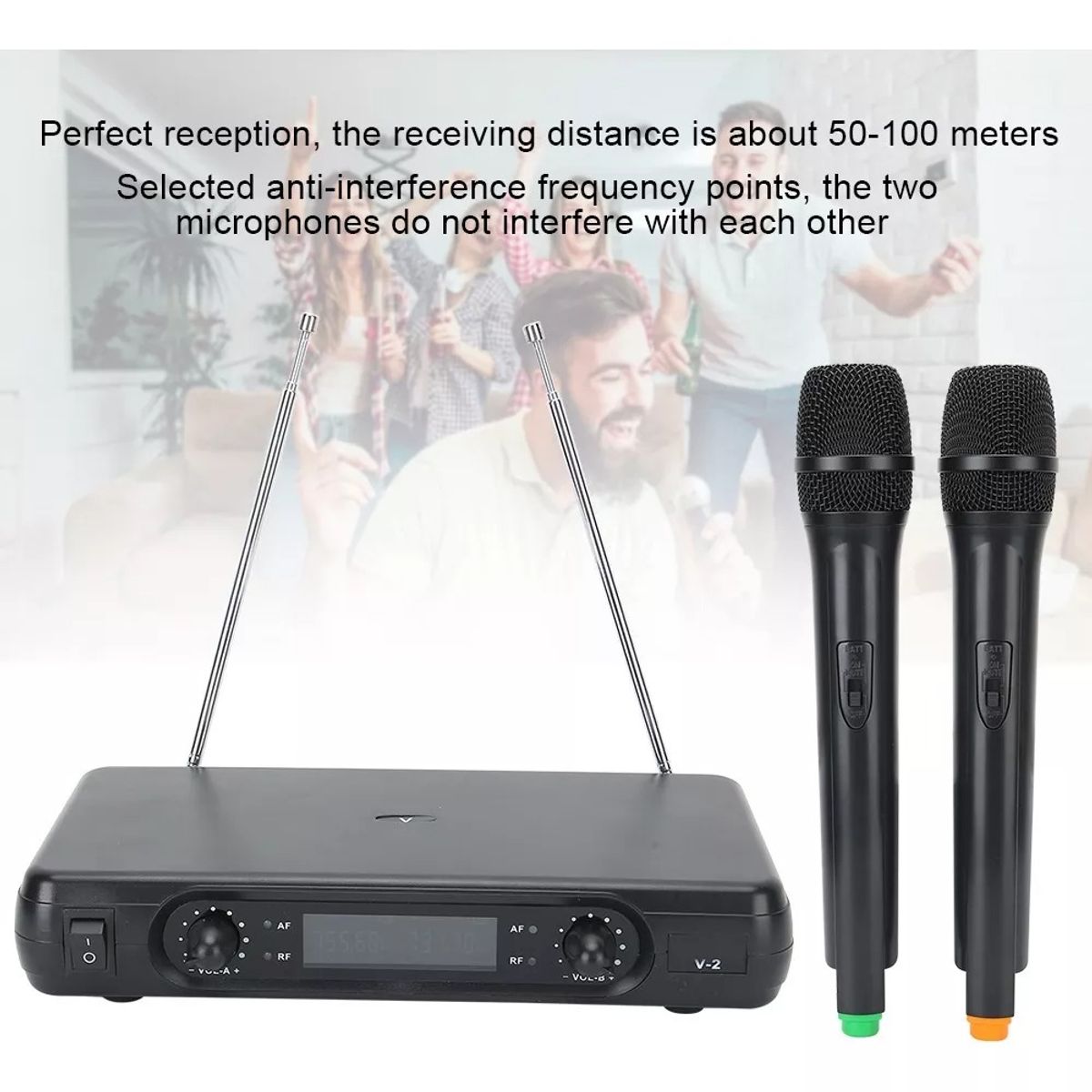 OEM - Micrófono Dual Inalámbrico Profesional De 2 Canales Xy-v2-p