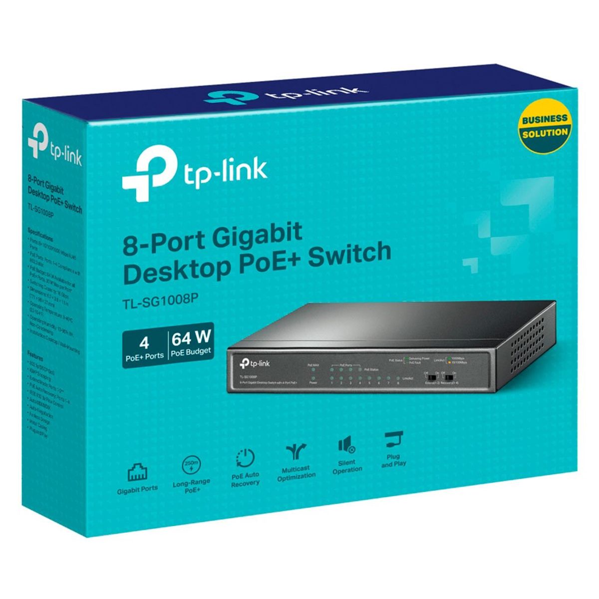 TP LINK - TP-LINK TL-SG1008P Switch PoE 8 Puertos Gigabit 64W