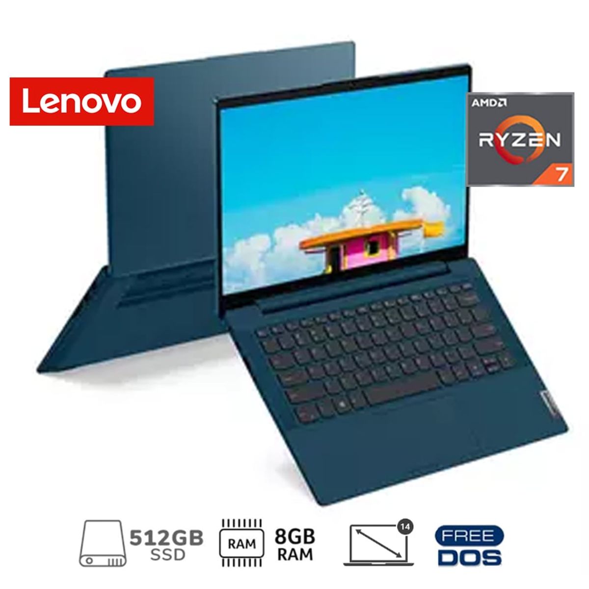 LENOVO - Laptop Lenovo IP5 14ALC05- AMD R7 5700U 14” FHD RAM 8GB DDR4 512GB SSD FreeDOS
