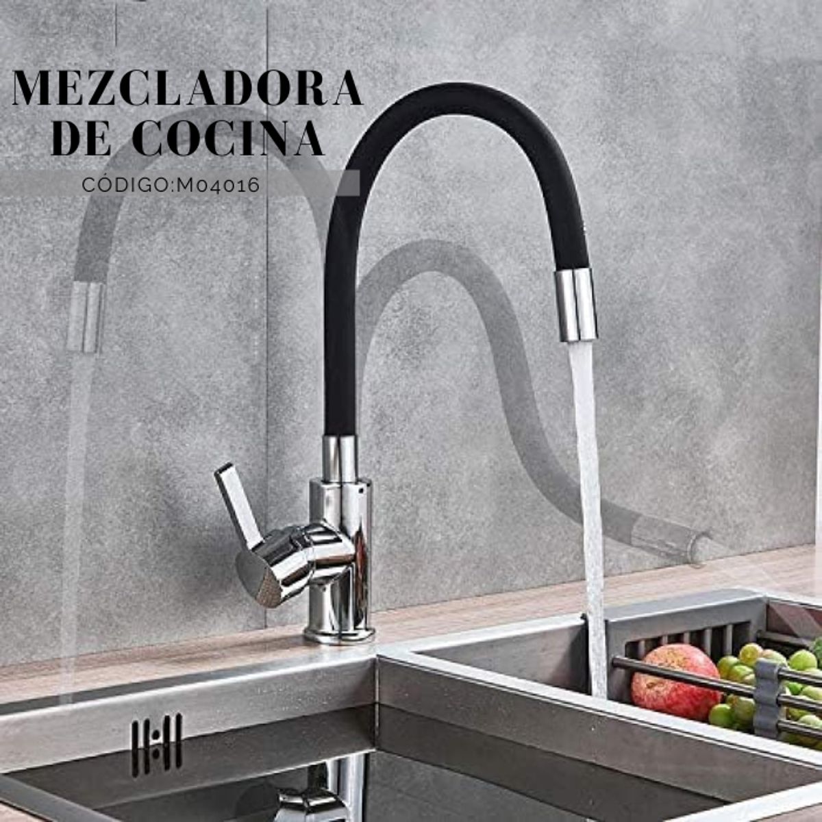 XM - MEZCLADORA MONOCOMANDO DE COCINA AL MUEBLE NEGRO M04016