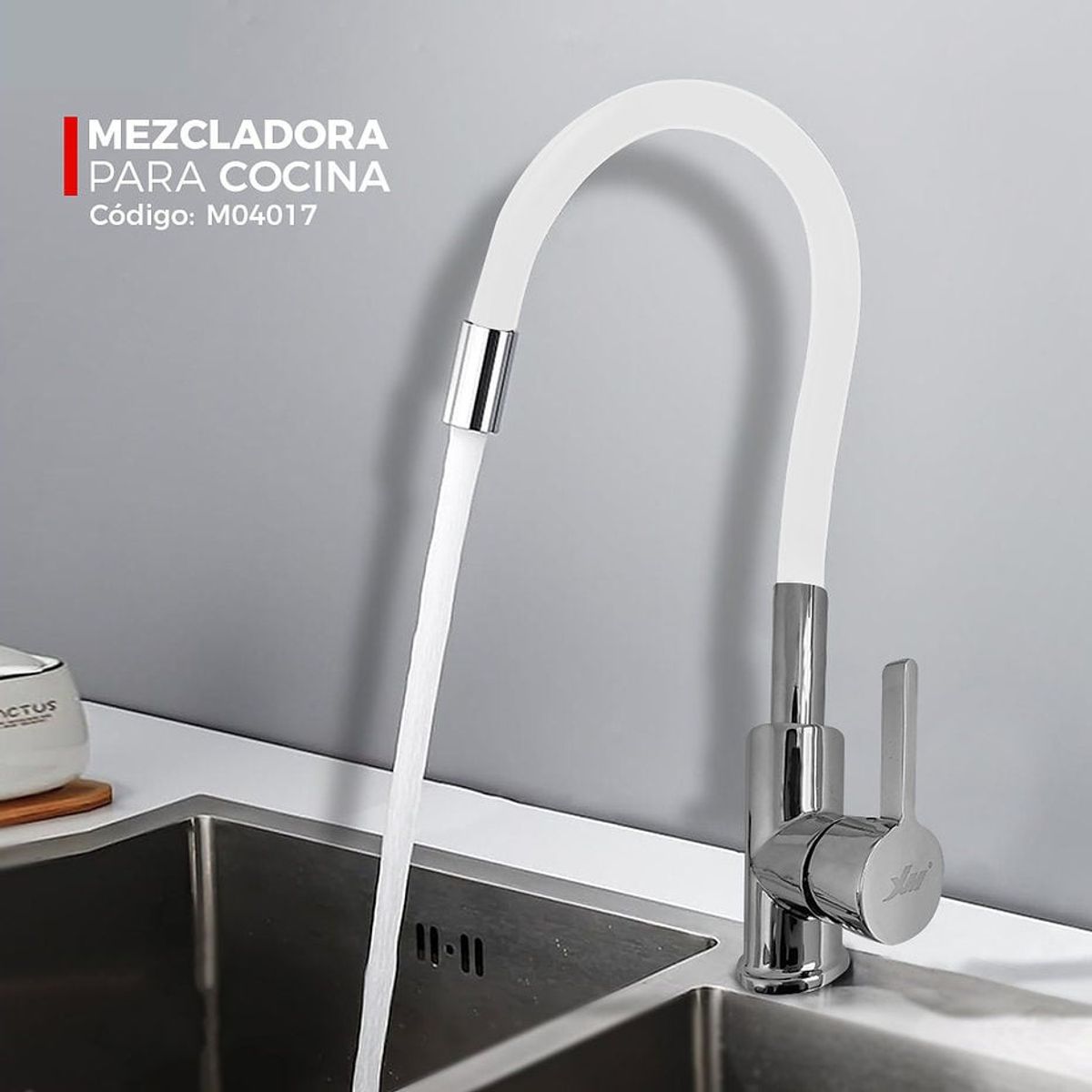 XM - MEZCLADORA MONOCOMANDO DE COCINA AL MUEBLE BLANCO M04017