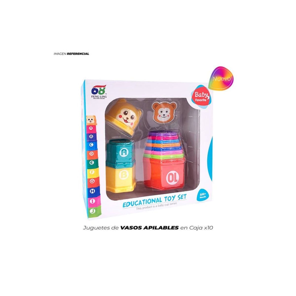 GENERICO - Juego Didáctico Vasos Apilable Oso 8pzs