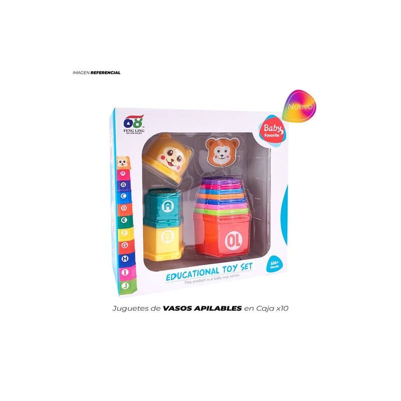 GENERICO - Juego Didáctico Vasos Apilable Oso 8pzs