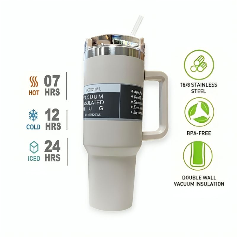 GENERICO - Termo Tomatodo Vaso con Asa de Acero Inoxidable de 1200 ml