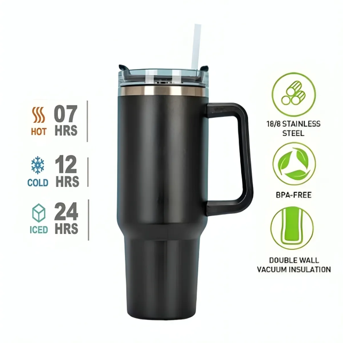 GENERICO - Termo Tomatodo Vaso con Asa de Acero Inoxidable de 1200 ml