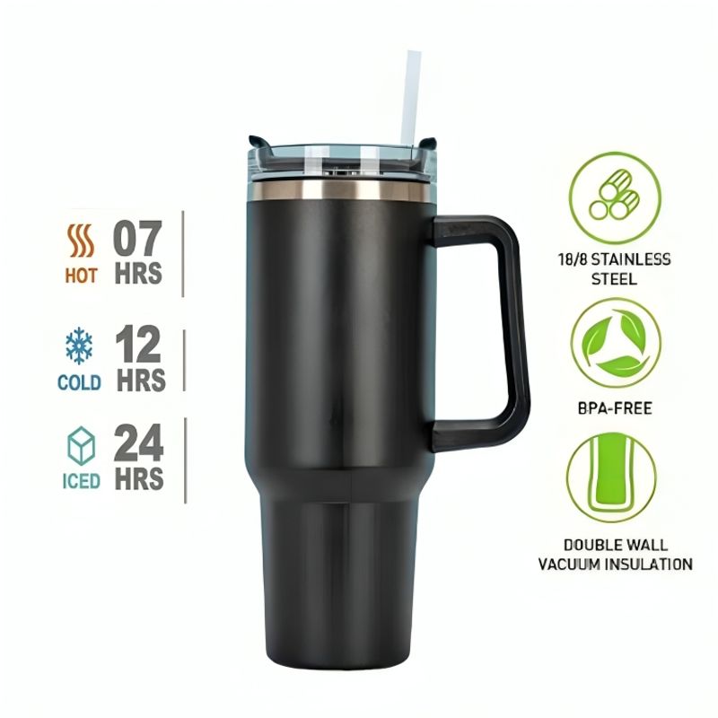 GENERICO - Termo Tomatodo Vaso con Asa de Acero Inoxidable de 1200 ml