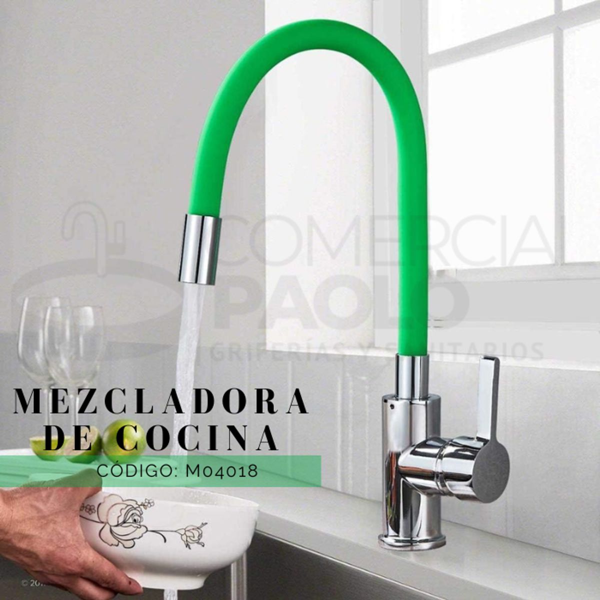 XM - MEZCLADORA MONOCOMANDO DE COCINA AL MUEBLE VERDE M04018