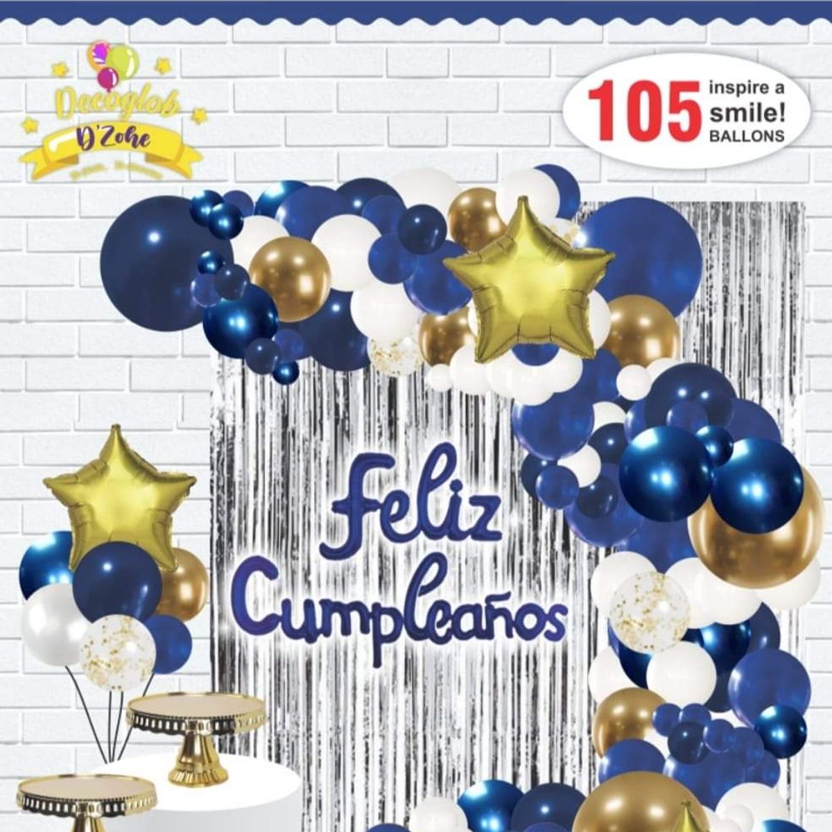 GENERICO - ARCO Y SET DE GLOBOS  DE ALTA CALIDAD  AZUL