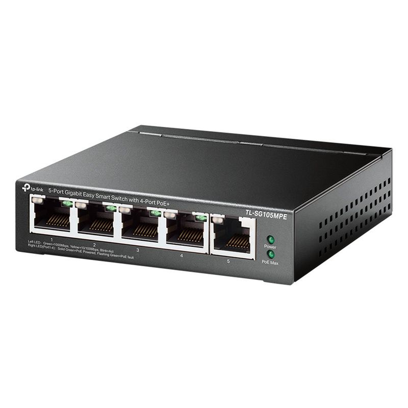 TP LINK - TP-LINK TL-SG105MPE Switch PoE 4 Puertos Gigabit 1UP 120W