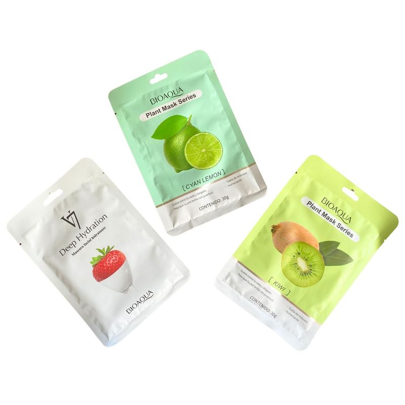 BIOAQUA - Máscarilla Facial Hidratante Pack x 3 Unidades - Bioaqua