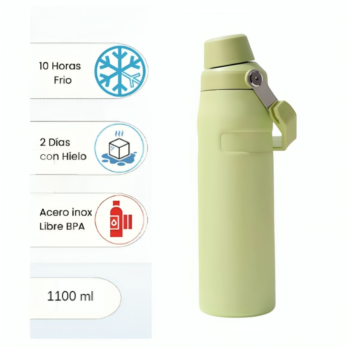 GENERICO - Termo Tomatodo Premium para Viaje Acero Inoxidable 1100 ml Verde