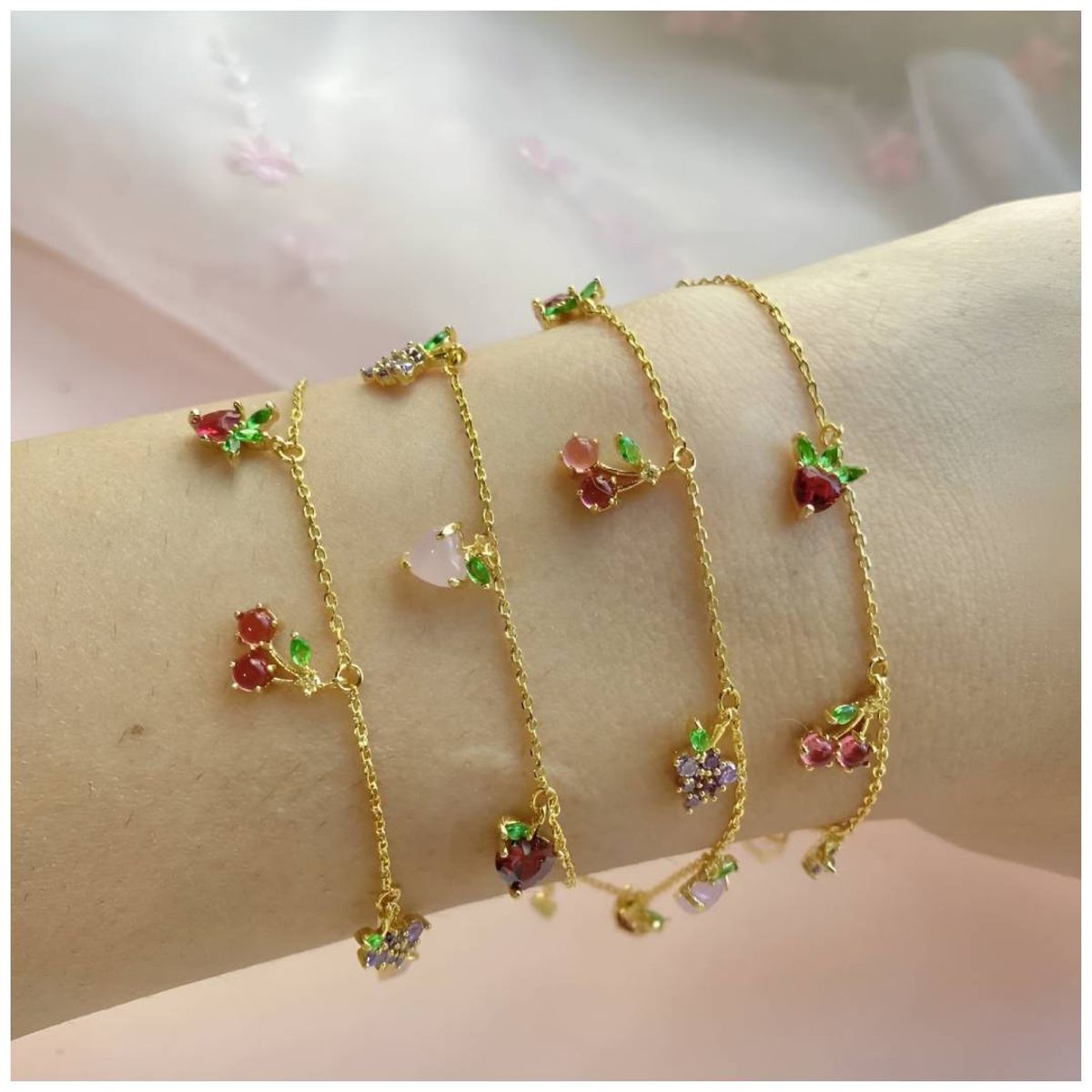 NO LOGO - Pulsera de frutas tropicales Circonia encanto de moda regalo