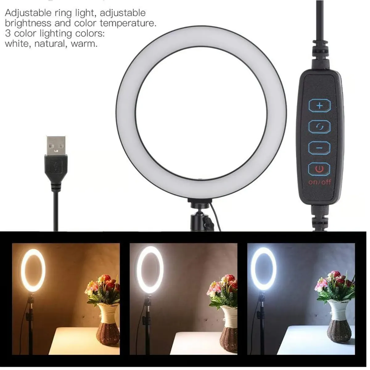 GENERICO - Combo fotografía aro led 26cm + trípode de 2.1 m tik tok kawai