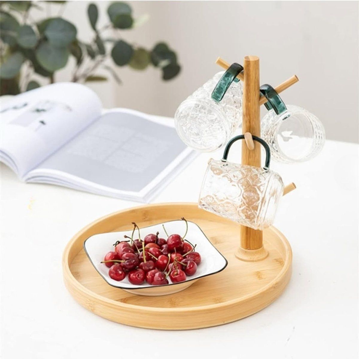 GENERICO - Bandeja para Taza Circular de Bambú