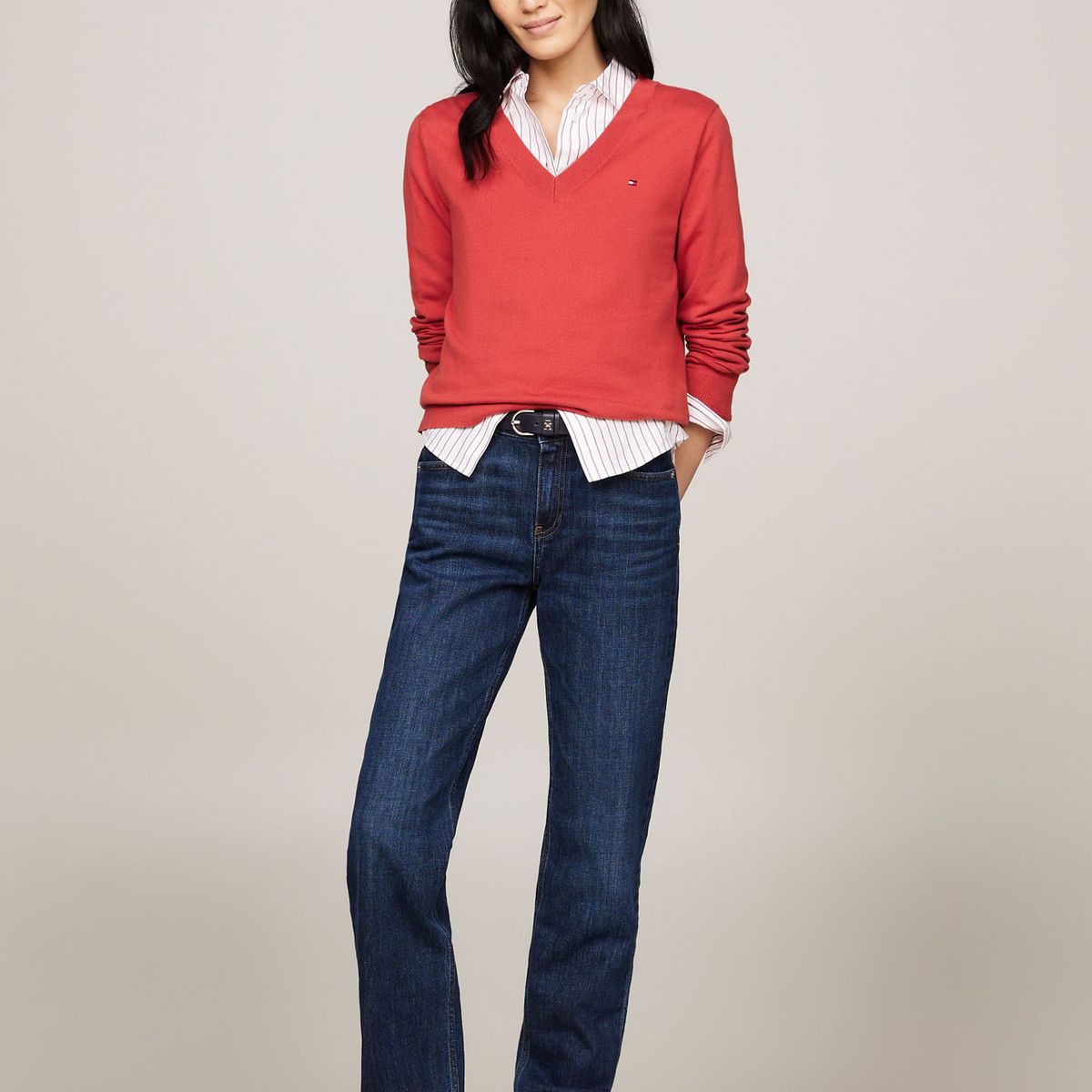 TOMMY HILFIGER - SWEATER CO JERSEY STITCH V-NK SWEATER