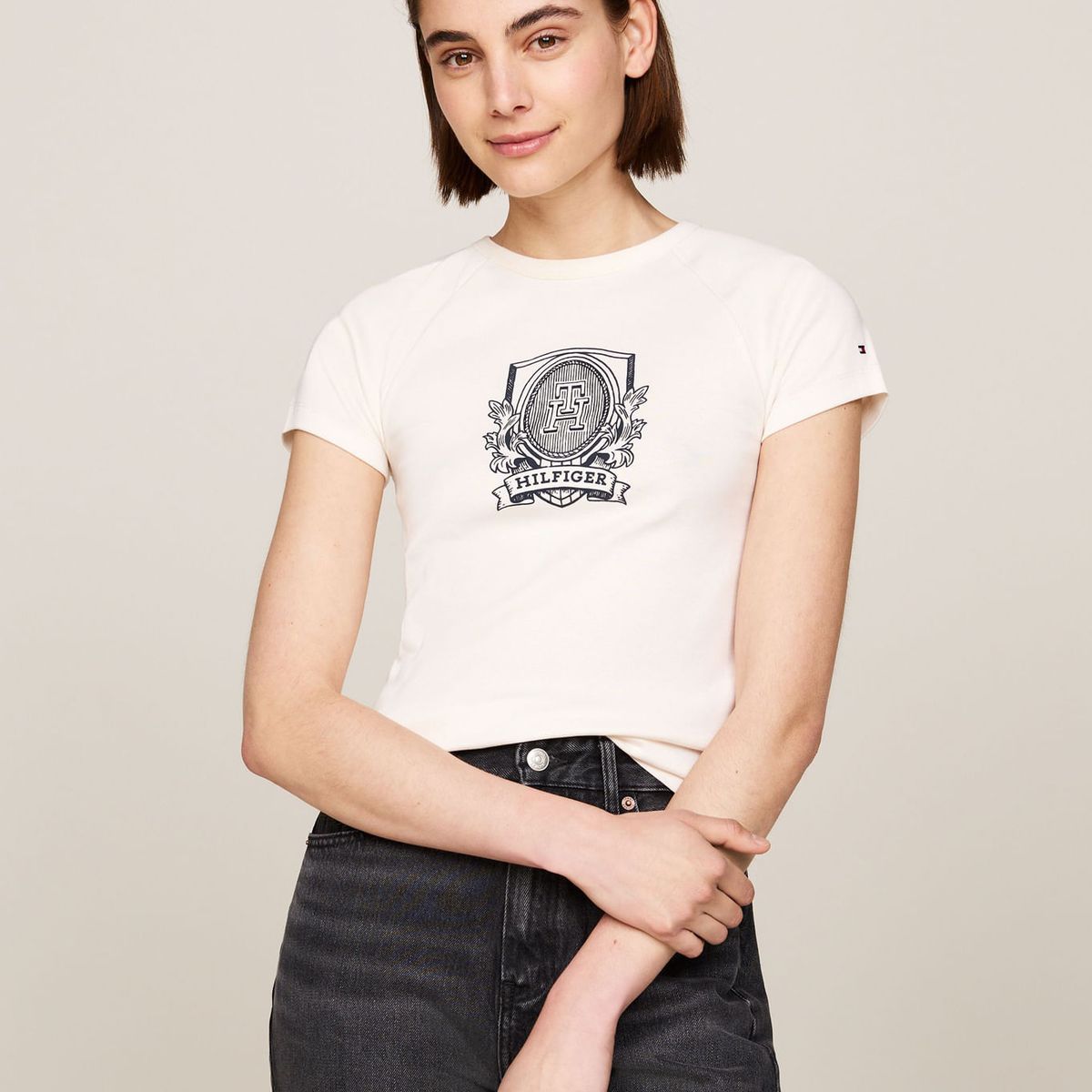 TOMMY HILFIGER - CAMISETA M/C SLIM RAGLAN CREST C-NK SS TH