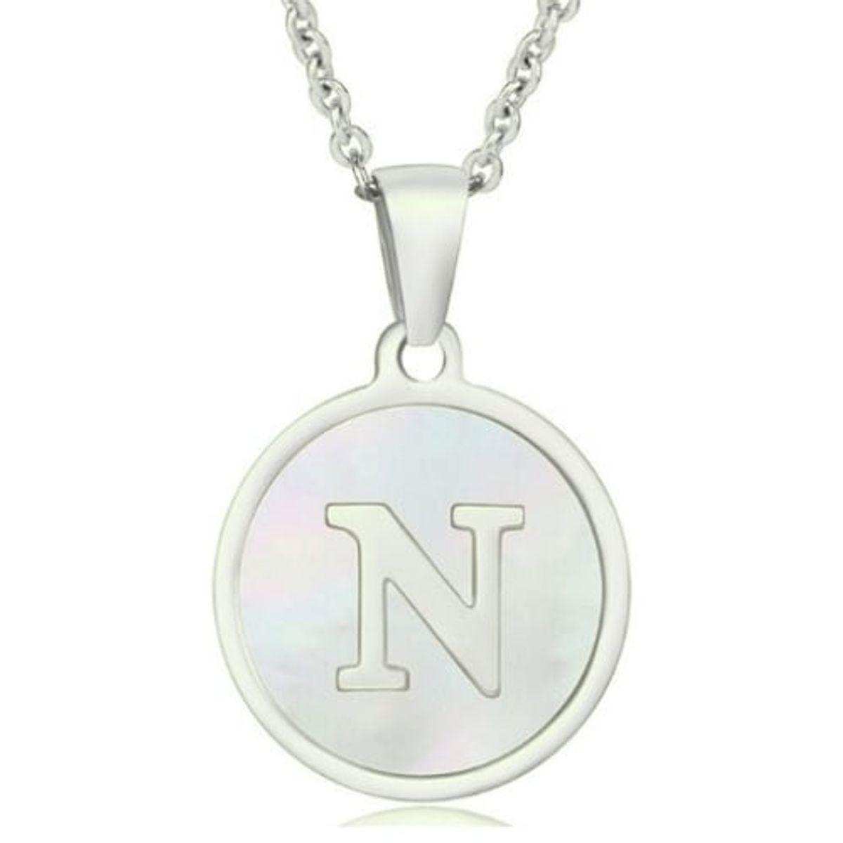 GENERICO - Collar Inicial Nácar con corazón letra N