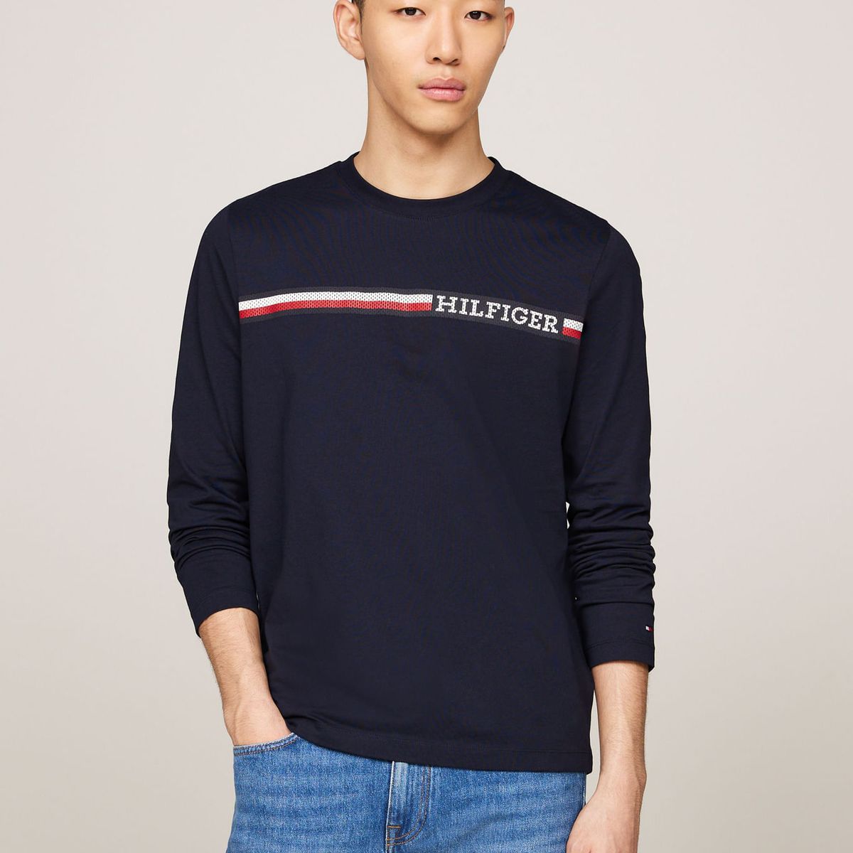 TOMMY HILFIGER - CAMISETA M/C CHEST STRIPE LS TEE TH
