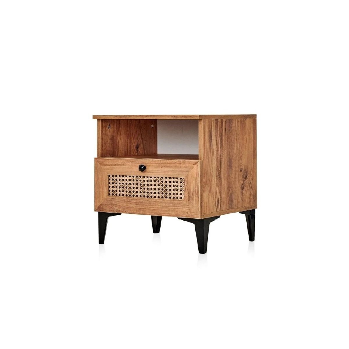 TU MESITA - Mesa de Noche Velador Andreina Rovere 1 cajón con Ratán TU MESITA