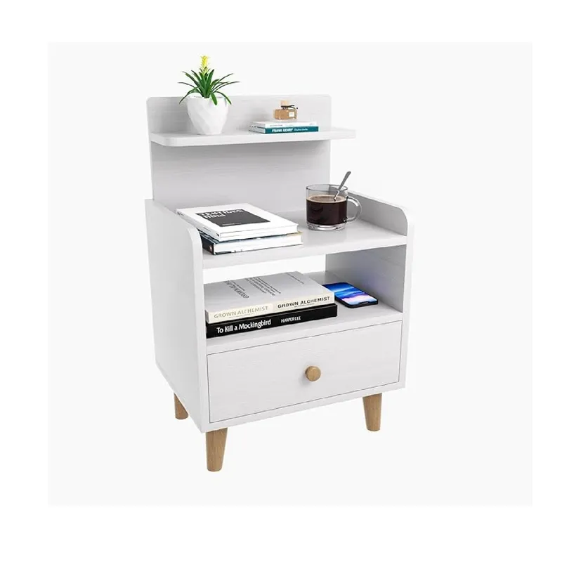 TU MESITA - Mesa de Noche Multiusos Yida Blanco 1 cajón mas Repisas TU MESITA